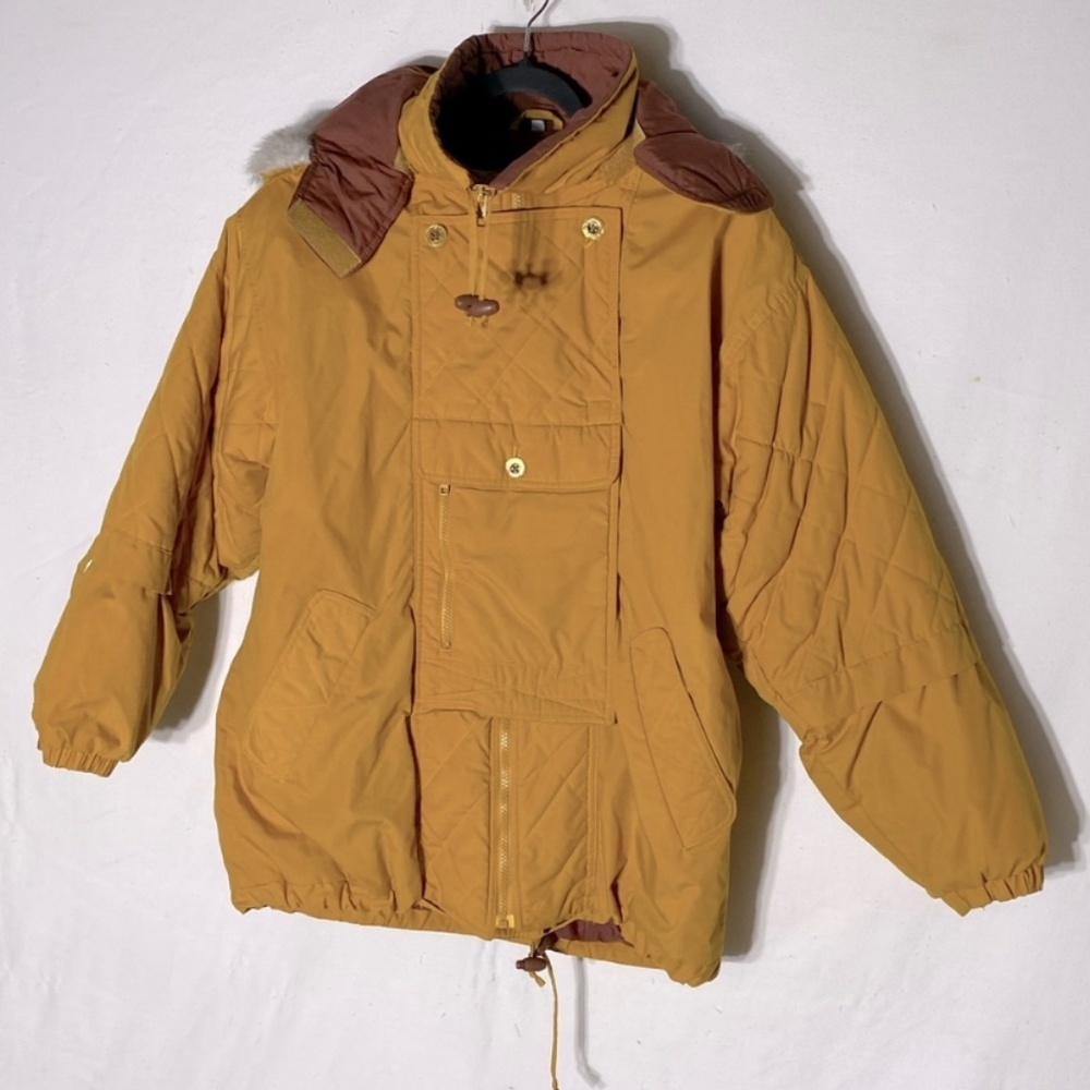 Vintage 90s Elements Mustard Yellow Coat With Removable Hood M